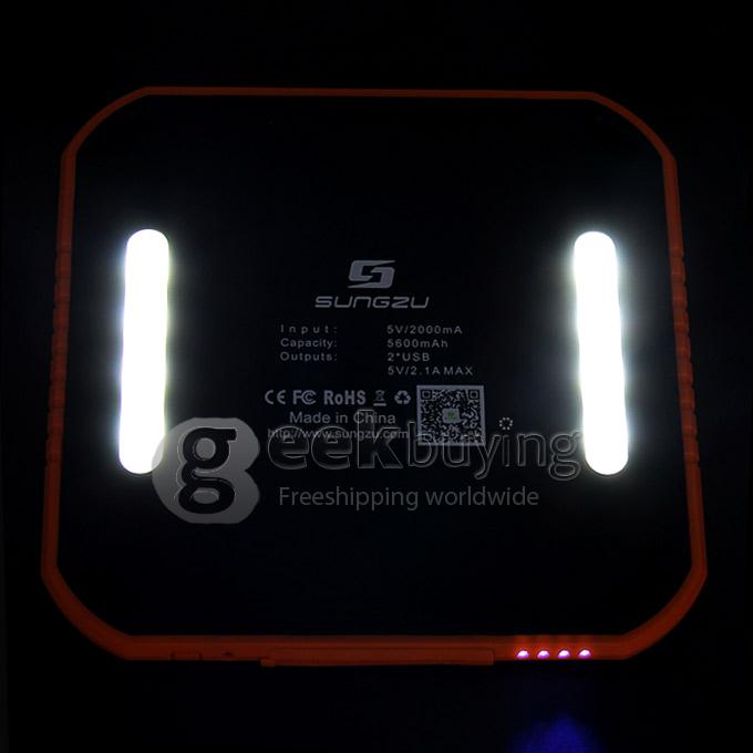 5600mAh Portable Solar Energy Power Bank Battery Backup LED Light For Samsung Galaxy for iPhone/Galaxy/HTC - Orange