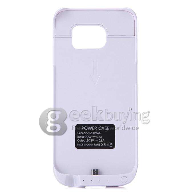 3200mAh Battery Power Pack Charger Case Cover For Samsung Galaxy S6 Edge G9250 - White