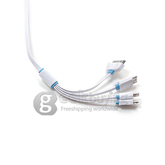 LENTION 4 In 1 Functional Charging Cable 1FT 100CM - Blue + White