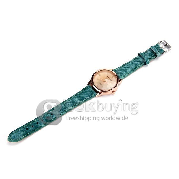VIKEC 187 Fashion Brief Women Quartz Wrist Watch with Leather Belt - Green