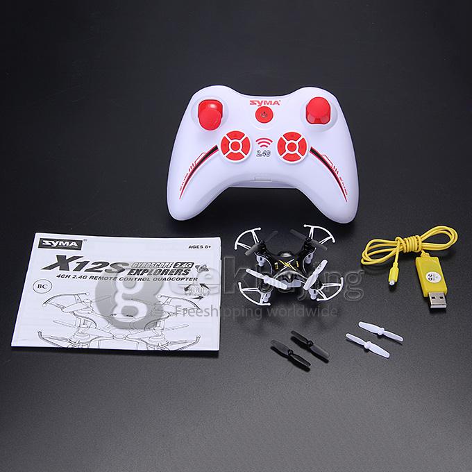 Syma X12S Nano Quadcopter 6-Axis Gyro Mini Drone 2.4G RC with Protective Guards - Black