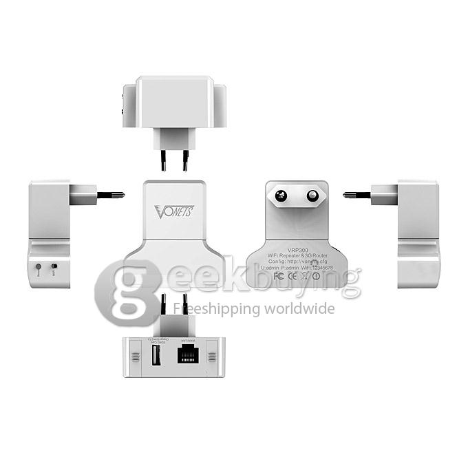 VONETS VRP300 Wireless Mini 300Mbps Wi-Fi AP Repeater 3G Router EU Plug - White