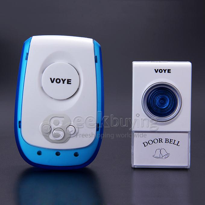 Voye V009A Wireless Intelligent Doorbell Remote Control Digital Receiver Doorbell With 38 Songs - White + Blue