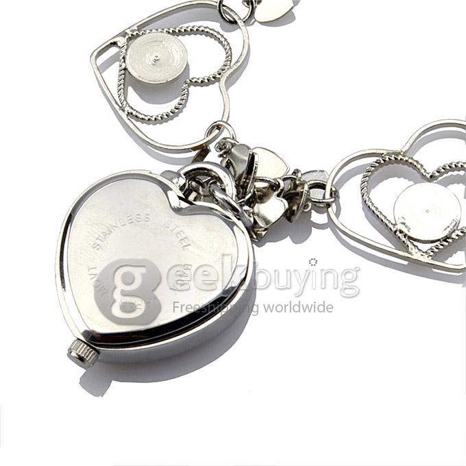 YR WH010 Fashion Women Bracelet Watch With Heart-shaped Pendant Dial - Silver