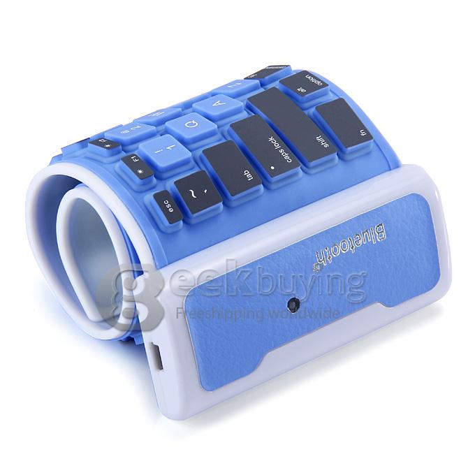 WP002 Foldable Wireless Bluetooth 2.0 Keyboard Portable Chocolate Mini Keyboard for PC Tablet Laptop - Blue