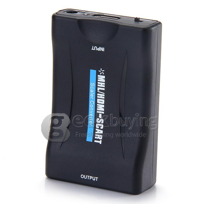 New HDMI to SCART Composite Video Converter Stereo Audio Adapter SKY HD Blu-Ray - Black