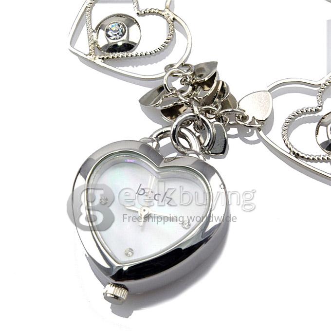 YR WH010 Fashion Women Bracelet Watch With Heart-shaped Pendant Dial - Silver