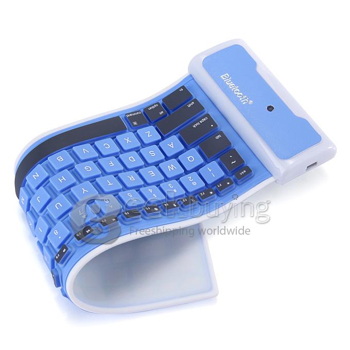WP002 Foldable Wireless Bluetooth 2.0 Keyboard Portable Chocolate Mini Keyboard for PC Tablet Laptop - Blue