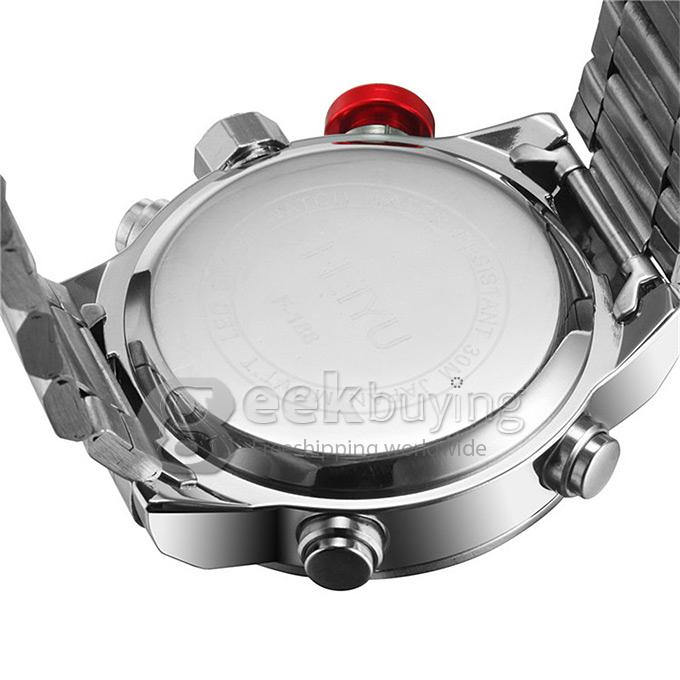 YR WH240 Fashion Luxury Men LED Steel Sports Outdoor Quartz Watches - White
