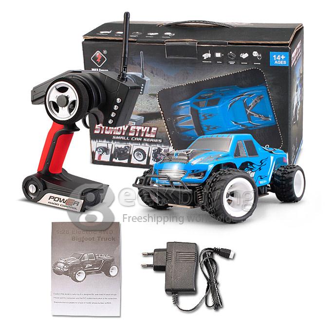 Wltoys P929 RC Car 1:28 2.4G 30KM/H High Speed Off Road Electric 4WD with Alloy Chassis Structure - Blue