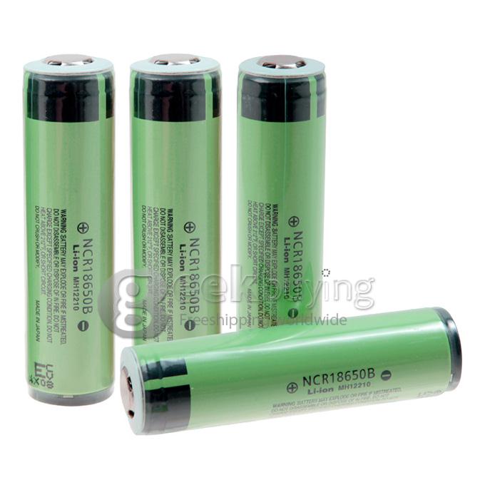 Panasonic 3400mAh 18650 Rechargeable Li-ion Batteries(4 PCS)- Yellowish Green + Black