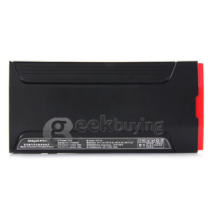 C300 13800mAh Carlux Multi-function Jump Starter Emergency Mobile Power Bank Portable Car Battery Charger - black
