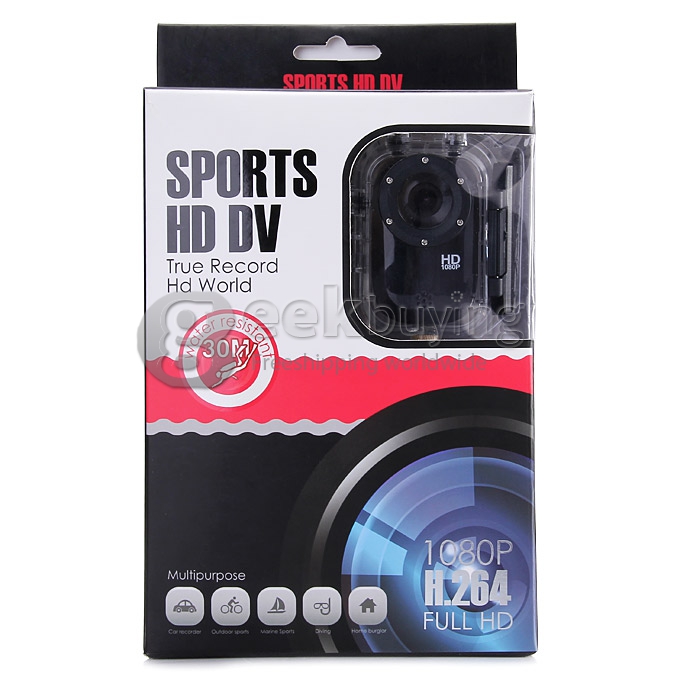SJ1000 1.5Inch 140 Degree A+ Wide Angle 1920 x 1080 H.264 Outdoor Sports Home Security Deep-water Probing HD DV/CAR DVR /Camera Multiple Languages with 17 Kinds of Original Gadgets (Black)