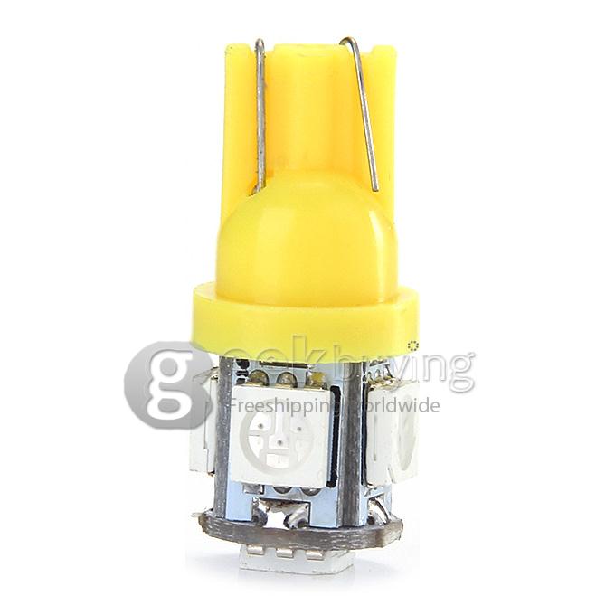 T10-5050-5SMD 1W 12V 100lm 5xSMD 5050 LED Lamp Car Side Light Instrument / Reading / Parking / Fog Light - Yellow