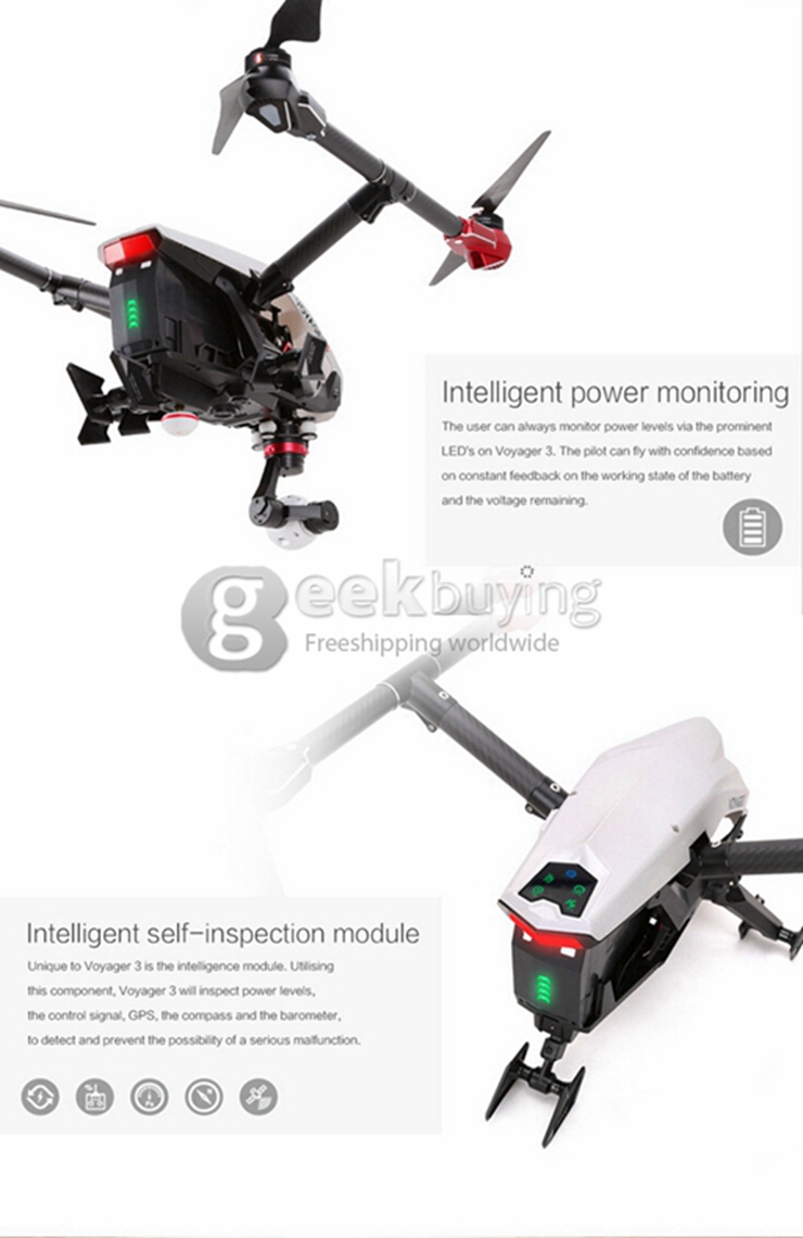 Walkera Voyager 3 Helicopter 3 Axis Brushless 3D Gimbal 1080P GPS/GLONASS OTH 5.8G FPV Follow Me Mode