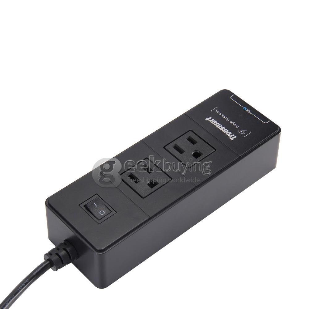 Tronsmart 2 Outlets Travel Surge Protector 4 USB 15000A Charger Power Strip With VoltIQ For iPhone/Samsung/MP3/Camera