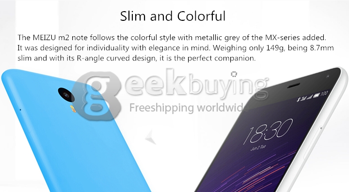 MEIZU M2 NOTE (MEILAN NOTE 2) 5.5inch FHD Android 5.0 2GB 16GB Smartphone 4G LTE MTK6753 Octa Core 1.3 GHz Smartwake Miracast - Gray