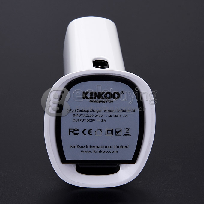 Kinkoo® Family-Sized 40W 6-Ports Desktop USB Charger for iPhone/ iPad / Android And Other USB Devices - White