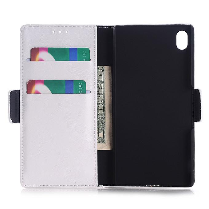 Protective Hard Cover Flip Stand Leather Case for Sony Xperia Z4 Smartphone - White