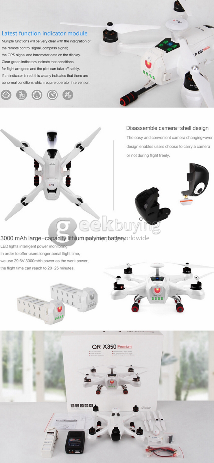 Walkera QR X350 Premium RC Quadcopter 2.4G Bluetooth GPS/GLONASS DEVO F12E ILOOK HD Aerial View Cam FPV RTF Follow Me