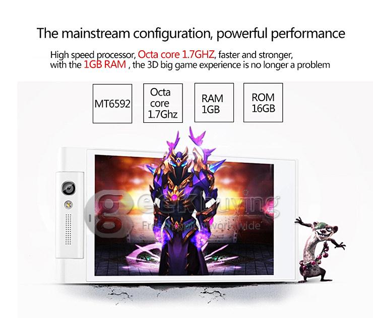 Gionee Elife E7 Mini 4.7Inch HD Android 4.2 1GB 16GB Smartphone MTK6592 Octa Core 1.7GHz 13.0MP 3G/GPS/OTG - White