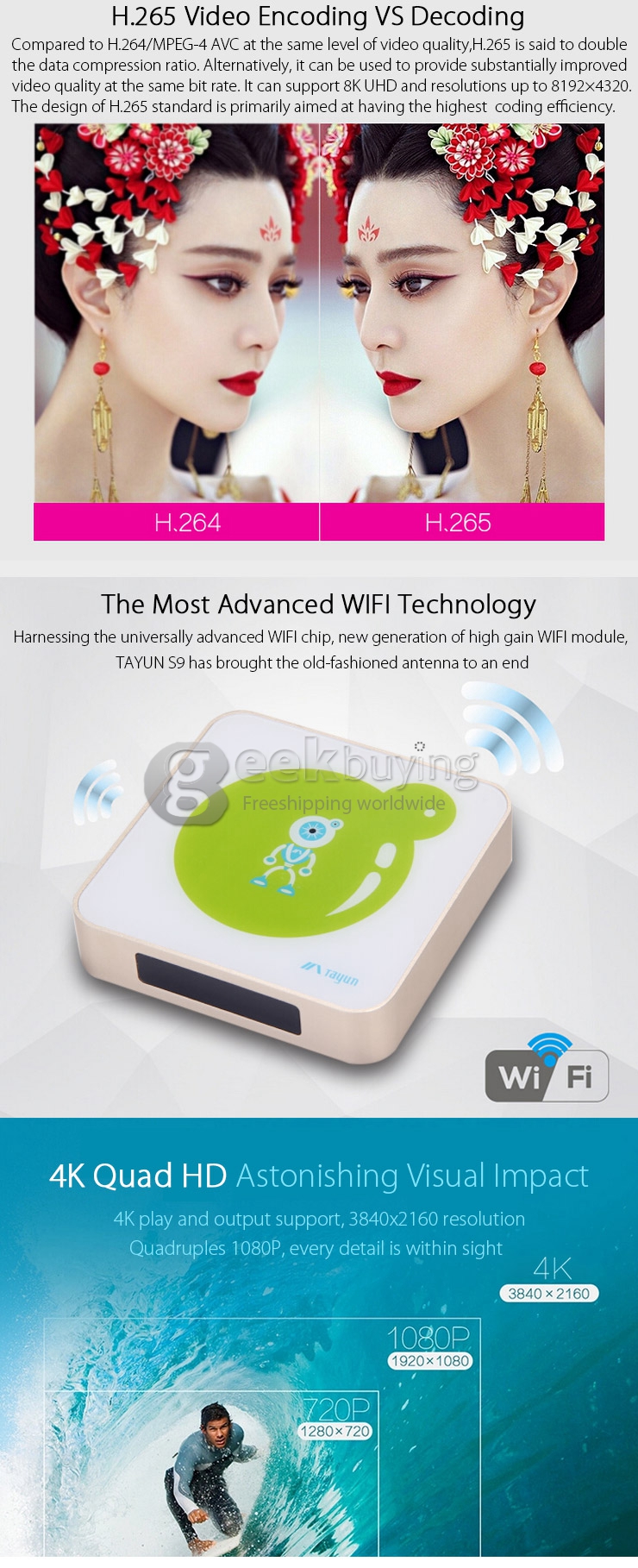 TAYUN S9 Android 4.4.2 TV Box Mini PC Amlogic S812 Cortex-A9 1G/8G Mali-450 802.11 b/g/n LAN BT4.0 Miracast Airplay DLNA 4K H.265 DHMI XBMC DOLBY 3D Blu-Ray Media Player