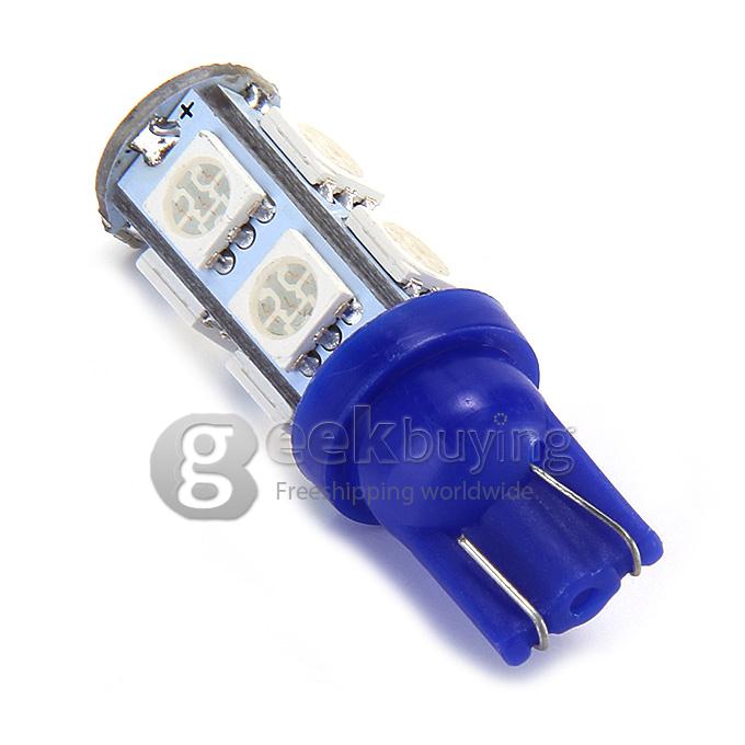 T10-5050-9SMD T10 3W 100-Lumen 9x5050 SMD LED Car Light Bulb Fog/Parking/Reading Lamp(2-Pack/DC 12V) - Blue