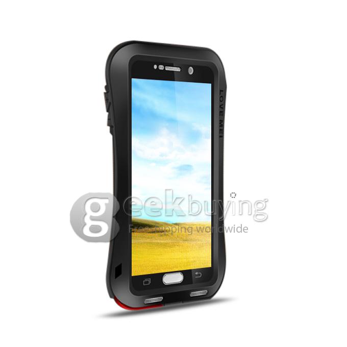Lovemei Dirt/Snow/Shockproof Powerful Thin Waist Series Gorilla Glass Metal Cover Case For Samsung Galaxy S6 - Black