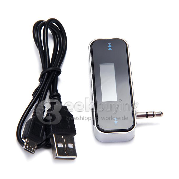 3.5mm Car Wireless FM Transmitter Play Music on FM Radio For iPhone 6 5S 6 iPod Touch 2IMU Samsung Galaxy S6 - Black
