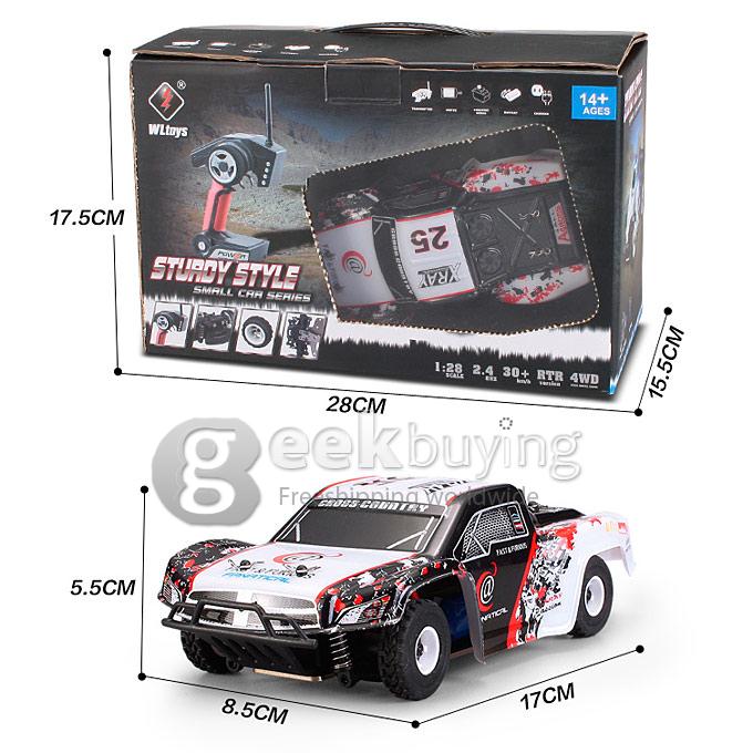 Wltoys K999 RC Truck Brushed 1/28 4WD RTR with Alloy Chassis Structure - Red + Black