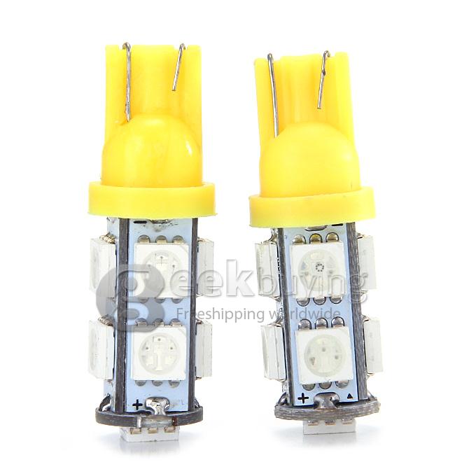 T10-5050-9SMD T10 3W 100-Lumen 9x5050 SMD LED Car Light Bulb Fog/Parking/Reading Lamp(2-Pack/DC 12V) - Yellow