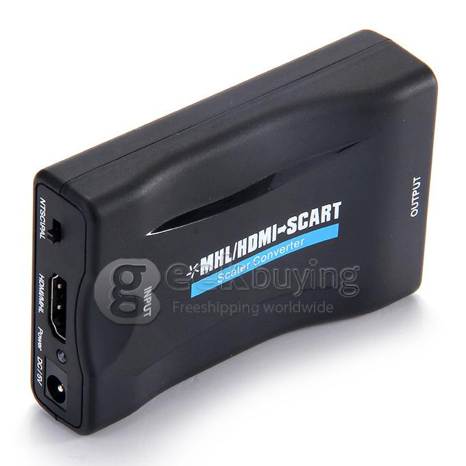 New HDMI to SCART Composite Video Converter Stereo Audio Adapter SKY HD Blu-Ray - Black