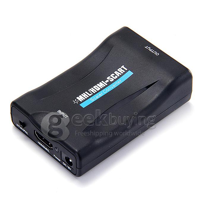 New HDMI to SCART Composite Video Converter Stereo Audio Adapter SKY HD Blu-Ray - Black