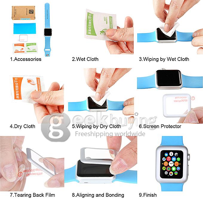 Premium Glass Film 0.2mm Tempered Glass Screen Protector for Smart Watch Apple Watch 38mm - Black