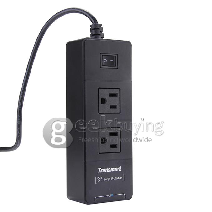 Tronsmart 2 Outlets Travel Surge Protector 4 USB 15000A Charger Power Strip With VoltIQ For iPhone/Samsung/MP3/Camera