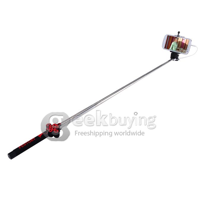 Universal Chinese Knot Style Wired Selfie Stick Extendable Monopod with 3.5mm Jack Cable For iPhone IOS Android - Black