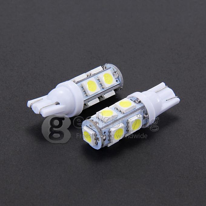 T10-5050-9SMD T10 3W 100-Lumen 9x5050 SMD LED Car Light Bulb Fog/Parking/Reading Lamp(2-Pack/DC 12V) - White