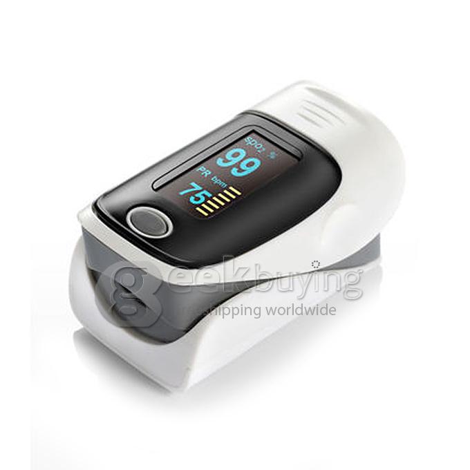 2 In 1 Finggertip Pulse Oximeter Blood Oxygen Device Pluse Rate Oxygen Saturation of Blood LED Display - Black