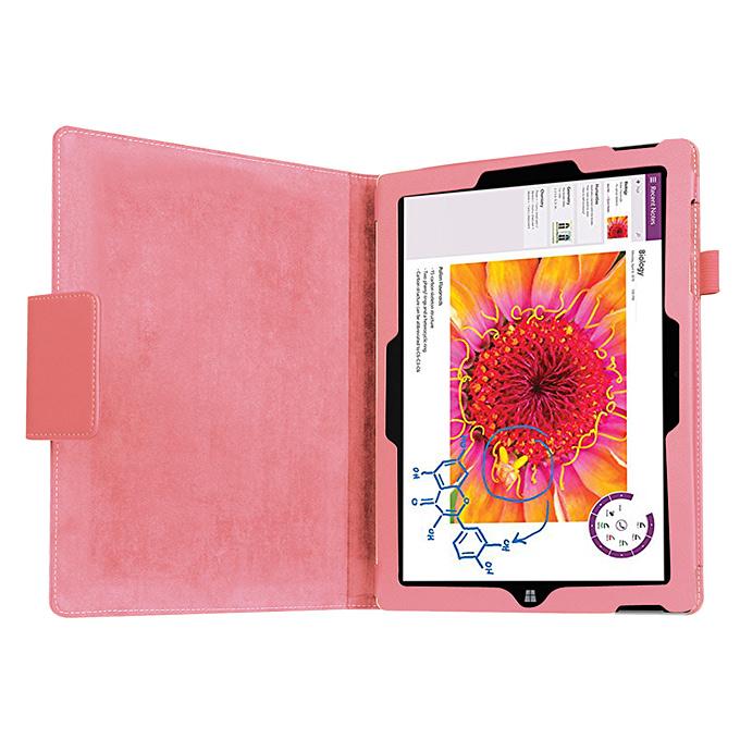 New Folio PU Leather Keyboard Stand Cover Case For 10.8 Inch Microsoft Surface 3 Tablet - Pink