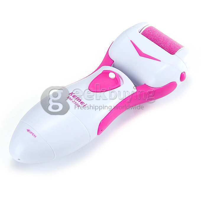 Kemei Electric Feet Dead Skin Remover IPX4 3W Heel Cuticles Washable Callous Remover Pedicure Exfoliation Tool - Pink