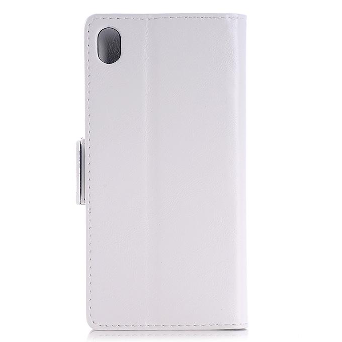 Protective Hard Cover Flip Stand Leather Case for Sony Xperia Z4 Smartphone - White