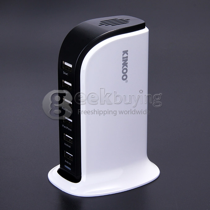 Kinkoo® Family-Sized 40W 6-Ports Desktop USB Charger for iPhone/ iPad / Android And Other USB Devices - White