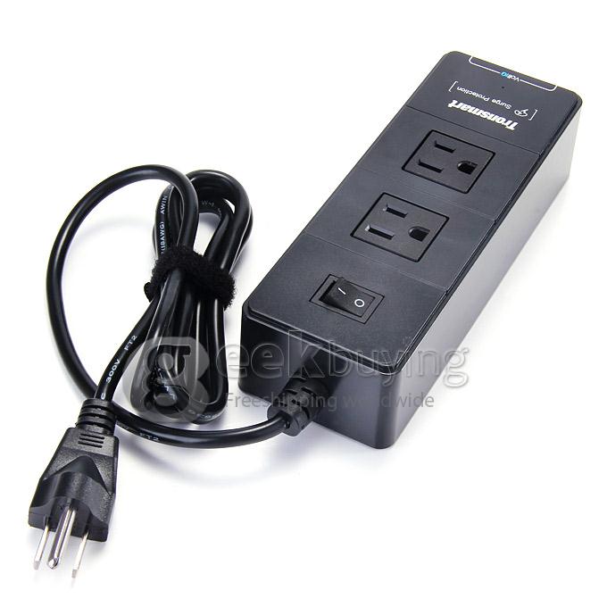 Tronsmart 2 Outlets Travel Surge Protector 4 USB 15000A Charger Power Strip With VoltIQ For iPhone/Samsung/MP3/Camera