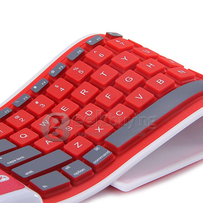 WP002 Foldable Wireless Bluetooth 2.0 Keyboard Portable Chocolate Mini Keyboard for PC Tablet Laptop - Red