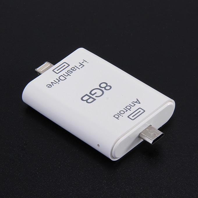 i-Flash Device HD Flash Drive Built-in 8GB Memory For Android/ IOS / PC - White