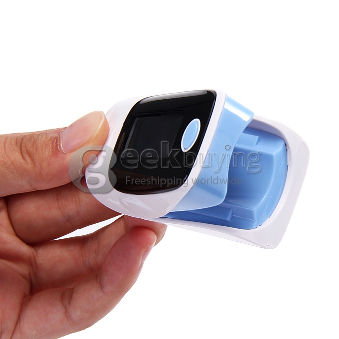 2 In 1 Finggertip Pulse Oximeter Blood Oxygen Device Pluse Rate Oxygen Saturation of Blood LED Display - Blue