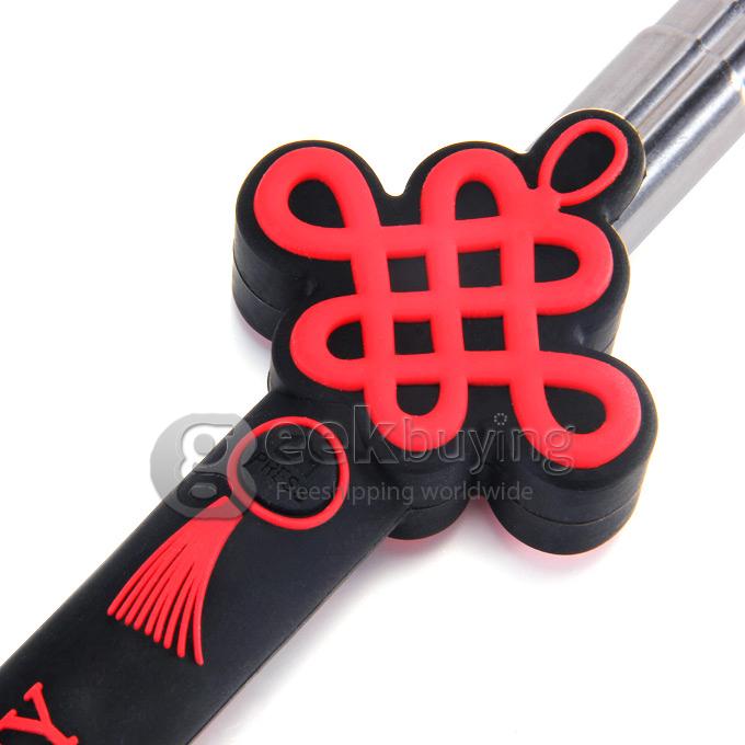 Universal Chinese Knot Style Wired Selfie Stick Extendable Monopod with 3.5mm Jack Cable For iPhone IOS Android - Black