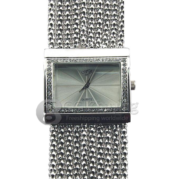 YR WH002 Fashion Women Multi Chain Bracelet Watch Square Dial Quartz Wristwatches - Silver