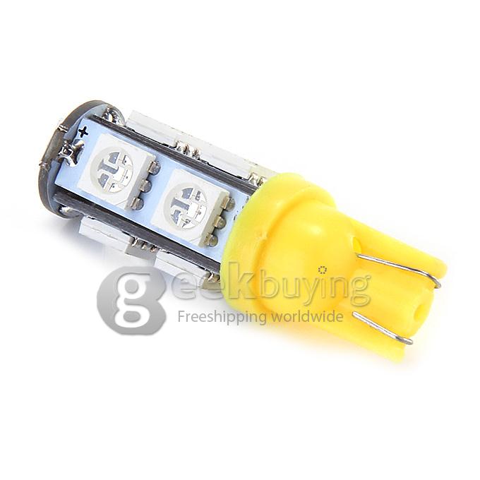 T10-5050-9SMD T10 3W 100-Lumen 9x5050 SMD LED Car Light Bulb Fog/Parking/Reading Lamp(2-Pack/DC 12V) - Yellow