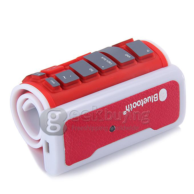 WP002 Foldable Wireless Bluetooth 2.0 Keyboard Portable Chocolate Mini Keyboard for PC Tablet Laptop - Red